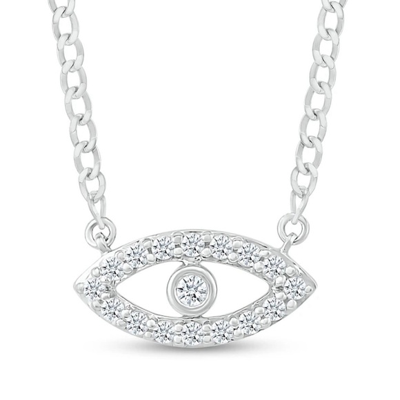 .50 cts VS Lab Diamond Evil Eye Sterling Silver Necklace - Picture 3 of 6